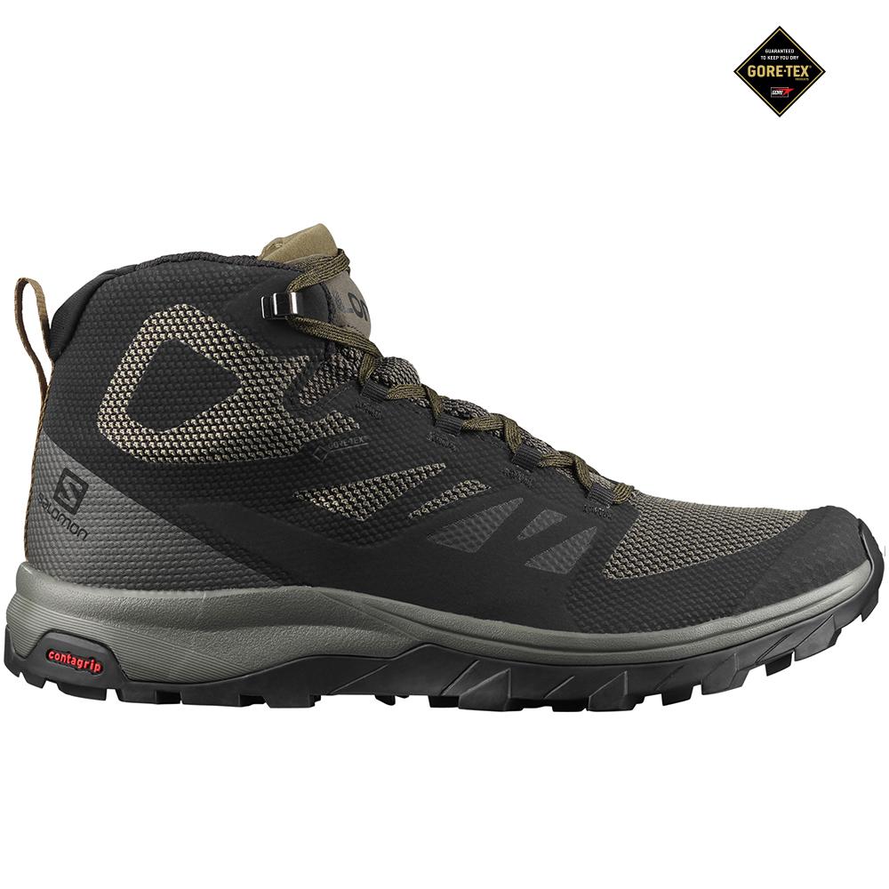 Salomon Israel OUTLINE MID GORE-TEX - Mens Running Shoes - Black (RYNZ-74235)